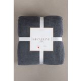 Koza Home Twin Battaniye Soft Pamuklu Çift Kişilik Battaniye Antrasit Krem 200 x 220 5022A