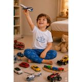 Koza İç Giyim Erkek Çocuk Kısa Kollu Pamuklu Hayvan Desenli Pijama Takımı - Mavi - 5 - 6 Yaş