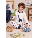 Koza İç Giyim Erkek Çocuk Pamuklu Baskılı Uzun Kollu Uzun Alt Pijama Takımı - Lacivert - Beyaz - 5 - 6 Yaş