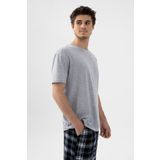 koza iç giyim Erkek Gri Melanj Alt Desenli Şortlu Pijama Takımı