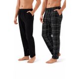 koza iç giyim Erkek Pamuklu Pijama Altı, Ekose Desenli, Siyah, XXL