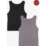 Koza İç Giyim Kadın Kalın Askılı Pamuklu İkili Atlet 2 Adet Nefes Alabilir Kumaş ile Yazlık Rahat Kullanım - L - XL - Çok Renkli