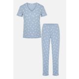 koza iç giyim Kadın Kısa Kollu Pamuklu Fitilli Kaşkorse Pijama Takımı
