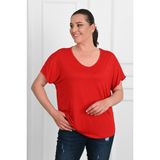 Koza Kadın V Yaka Büyük Beden T-Shirt 1486-23 - 3XL - Kırmızı