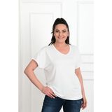 Koza Kadın V Yaka Büyük Beden T-Shirt 1486-23 - 6XL - Ekru