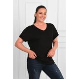 Koza Kadın V Yaka Büyük Beden T-Shirt 1486-23 - XL - Siyah