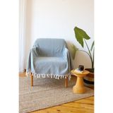 Koza Mix towel Mavi Pamuklu Tekli Koltuk | Berjer Örtüsü, Şalı 150x170cm
