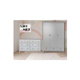 Koza Oslo %100 MDF Düz Desen 3 Kapılı Bebek & Çocuk Gardırop && Bonnie %100 MDF 8 Çekmeceli Şifonyer
