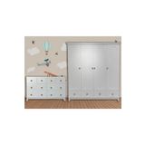 Koza Oslo %100 MDF Düz Desen 4 Kapılı Bebek & Çocuk Gardırop & %100 MDF Bonnie Bebek & Çocuk Şifonyer