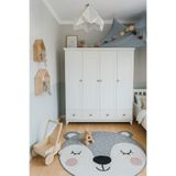 Koza Oslo %100 MDF Düz Kapak Desen 4 Kapılı Bebek&Çocuk&Genç Gardırop