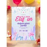 Kozalak Tasarım Doğum Günü Özel Gün Davetiyesi 12 Adet Hazır Basılmış - davetiye2