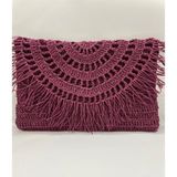 Kozalaksesuar Amazon Serisi Mürdüm Rengi Kağıt Ipten Yapılmış Clutch/omuz Çantası - Koyu Mürdüm
