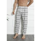Kozaneli Erkek Pamuklu Pijama Altı 210 Ekose Desenli Lastikli Gri Relaxed Siluete Sahip - XL