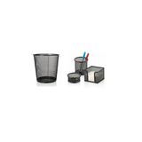 KOZART Metal Çöp Kovası Masa Üstü Kalemlik Ataşlık Küp Notluk 4 Lü Set
