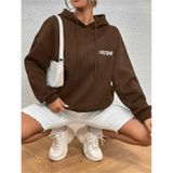 Kozia Outdoors Kapşonlu Baskılı Oversize Unisex Sweatshirt Kapşon-swet190 Kahve