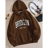 Kozia Outdoors Kapşonlu Baskılı Oversize Unisex Sweatshirt Kapşon-swet191 Kahve