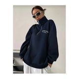 KOZİA OUTDOORS malkoçbey nebraska baskılı dik yakalı fermuarlı oversize unisex sweatshirt
