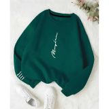 Kozia Outdoors Malkoçbey Never Baskılı Oversize Unisex Bisiklet Yaka Sweatşhirt Yeşil Yeşil