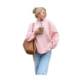 Kozia Outdoors Pembe Bisiklet Yaka Oversize Triko Kazak Pembe