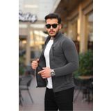 Kozik Erkek Antrasit Softshell Erkek Polar Standart Kalıp Tam Fermuarlı 3 Çepli Erkek Polar Hırka