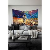 Kozmik Astronot Desenli Duvar Halısı Duvar Örtüsü Tapestry Süetimsi Dokulu%100 Polyester Kumaş