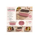 KOZMİK GİFT Portatif 2 Bölmeli Lunch Box Beslenme Kabı - Kaşıklı Çatallı Sızdırmaz Kilitli Yemek Saklama Kabı