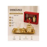 KOZMİK GİFT Tekli Osmanlı Kahve Seti Gold, Gümüş ve Eskitme Bakır Renk Metal Türk Kahvesi Fincanı Sunum Tepsili Hediyelik Sunum Kahve