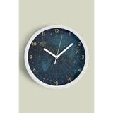 Kozmik Harita Yıldızlı Gece Saat Modern Duvar Saati - 30cm - Önü Camlı Beyaz Kasa - Sessiz Mekanizma, JH0842S30BKP