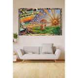 Kozmik Tapestry Mantar Trip Güneş Kadife Duvar Halısı Tapestry Psychedelic Duvar Örtüsü