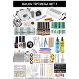 KozMood Kalıcı Oje - Protez Tırnak Seti Salon Mega Set:1 (MAKİNE JEL SÜS FIRÇA FULL PARÇA) Pro Uno