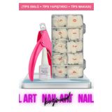 KozMood Protez Tırnak 500'lü Yarım Ay Tips + Giyotin Pens Tips Makası + Tips Yapıştırıcısı 3'lü Set