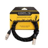 KOZMOS KCL-024-3M Siyah Örgülü XLR-XLR Mikrofon Kablosu (Gri Uçlu)