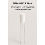 Kozpak 10 ml Şeffaf Cam Roll On Şişe Çelik Bilyalı Beyaz Kapaklı Parfüm Esans Yağ Şişesi - Tekli - Beyaz - Şeffaf