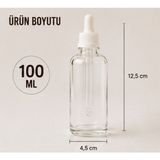 Kozpak 2 Adet 100 ml Cam Damlalıklı Şişe Beyaz Kapaklı Uçucu Yağ Serum Kozmetik Şişesi