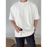 Kozz Style Erkek Beyaz Düz %100 Organik Pamuk Örme Oversize Tişört - XL