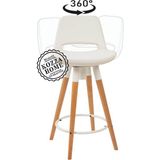 KOZZA HOME Retro 360 Döner Oturum Bar Sandalye Naturel - Beyaz - 75 cm