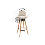 KOZZA HOME Retro 360 Döner Oturum Bar Sandalye Naturel - Keten - 75 cm