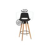 KOZZA HOME Retro 360 Döner Oturum Bar Sandalye Naturel - Siyah - 65 cm