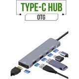 Kpon Type-C Hub Çoklu Dönüştürücü Otg 7’si 1 Arada HDMI USB 3.0 Sd Kart Okuyucu Adaptör - Siyah