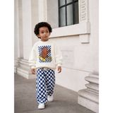 KR Kids Erkek Çocuk Ekru Ayıcık Baskılı Sweatshirt ve Lacivert Ekose Pantolon 2’li Takım - 4 - 5 Yaş - Beyaz - Mavi
