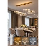 kra avize Kayra Lüks Modern 5'li 3 Renk Ledli Kumandalı Avize,Yemek Masası,Bar Üstü,Villa Dekor