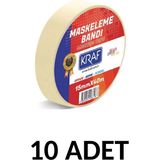 Kraf 10 Adet Maskeleme Bandı 15 mm x 40 Metre Kağıt Bant