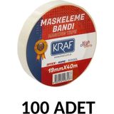 Kraf 100 Adet Maskeleme Bandı 19 mm x 40 Metre Kağıt Bant