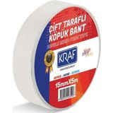 Kraf 20 Adet 15 mm x 5 Metre Çift Taraflı Köpük Bant