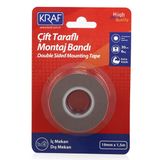 Kraf 2520G 19 mm x 1.5 mt Çift Taraflı Montaj Bandı