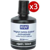Kraf 3 Adet Kraf Beyaz Yazı Tahtası Mürekkebi 100ML Siyah