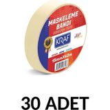 Kraf 30 Adet Maskeleme Bandı 15 mm x 40 Metre Kağıt Bant