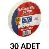Kraf 30 Adet Maskeleme Bandı 19 mm x 40 Metre Kağıt Bant