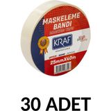 Kraf 30 Adet Maskeleme Bandı 25 mm x 40 Metre Kağıt Bant