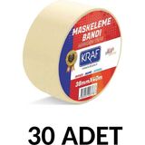 Kraf 30 Adet Maskeleme Bandı 38 mm x 40 Metre Kağıt Bant